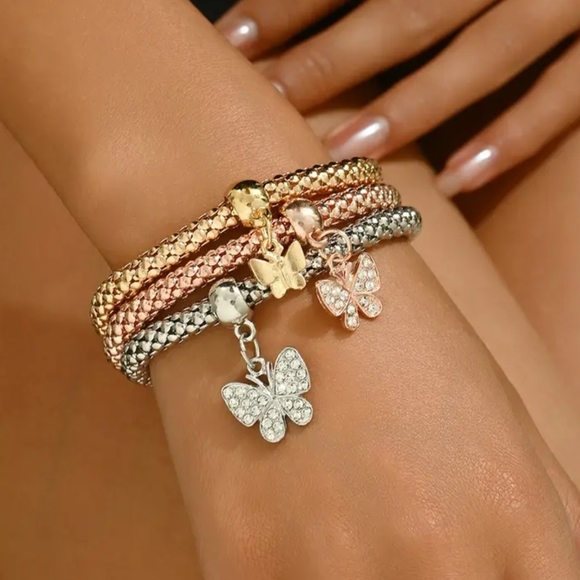Stackable Bracelets With Butterfly Charms - Picture 4 of 4